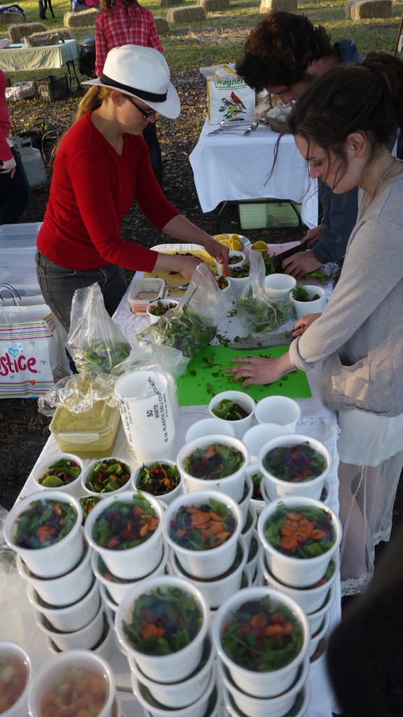 assembling 70 salads