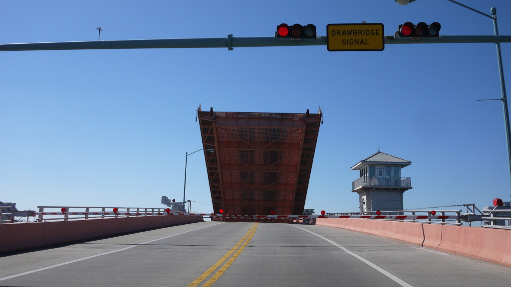 drawbridge blocking our exit from New Smyrna Beach