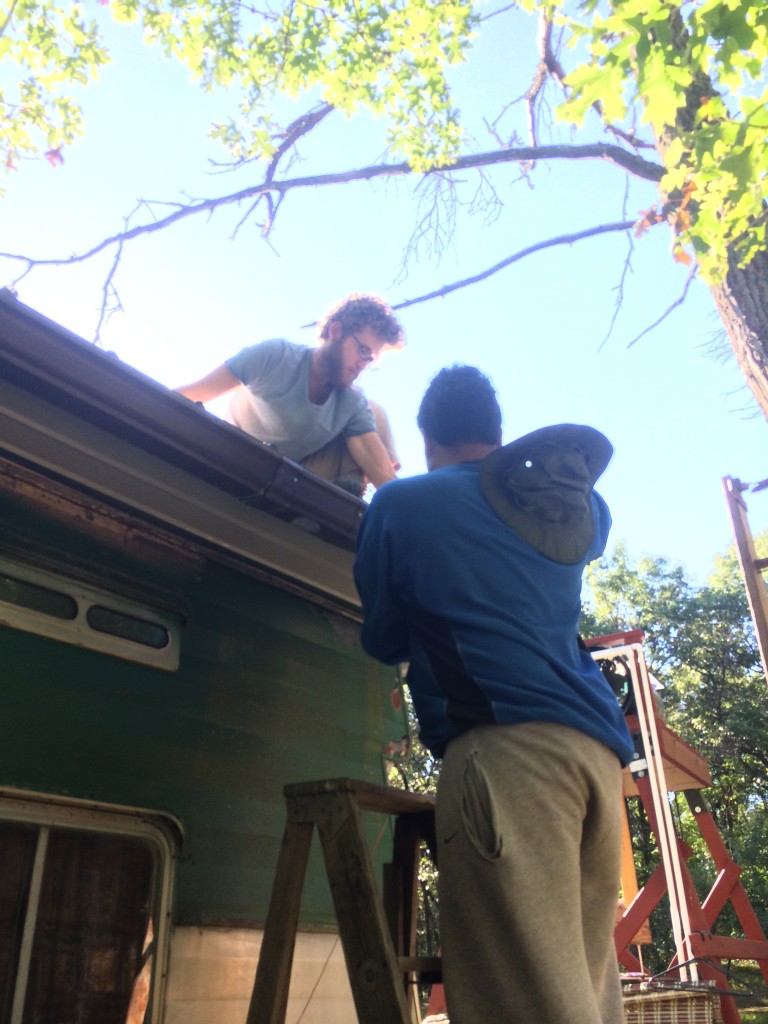 Marc & Leonel installing the the rain collection gutter