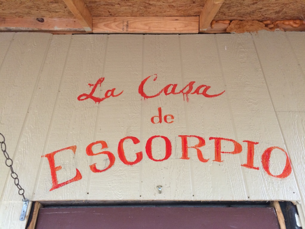 "The House of Scorpio" - until they'd finished the walls, the place became home to dozens of scorpions .