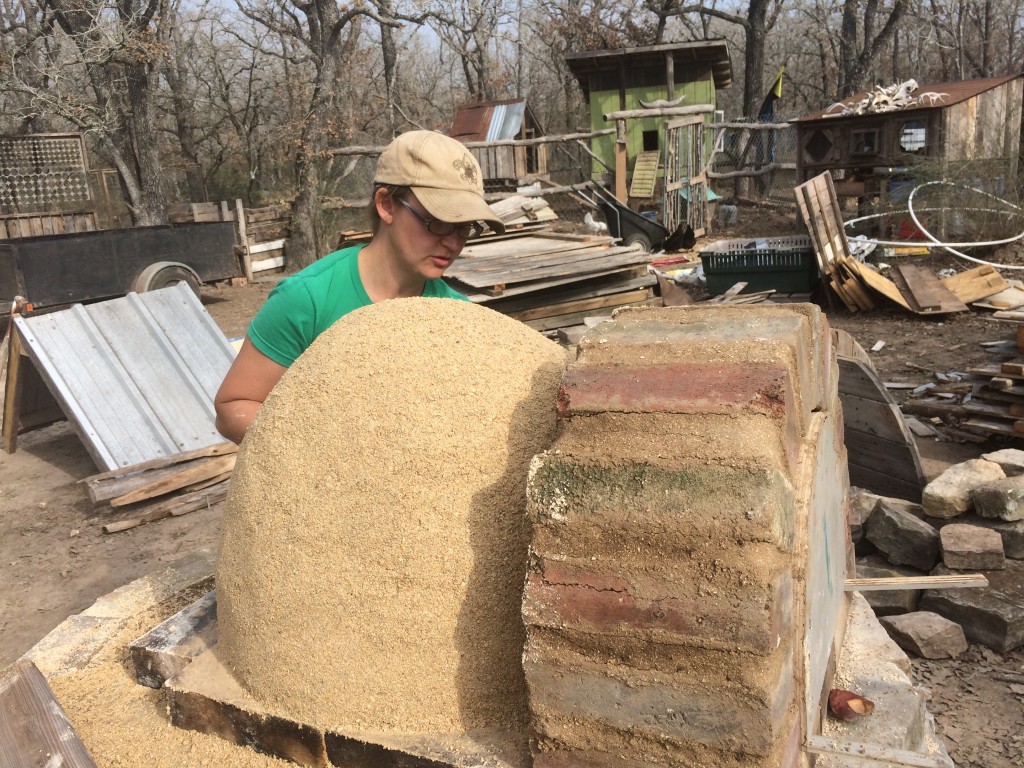 building the void - sand form almost completed (with the beginnings of the roof visible in the background)