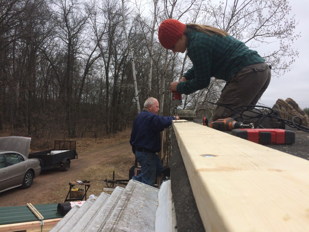 Foreman Jim and Kristin starting work on the new waterproof Albatross roof