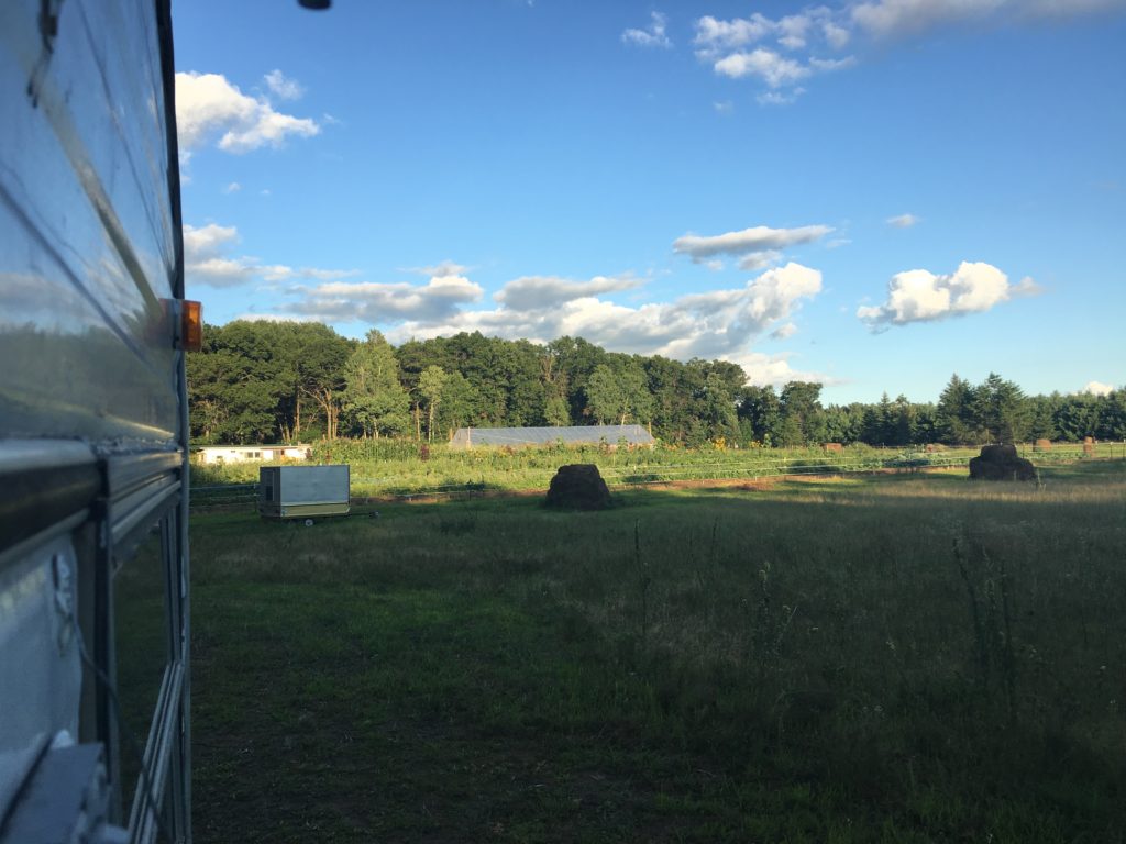 the field from Sarah's trailer door