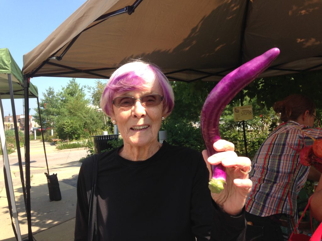 Ginny, one of the finest farmers' market customers the world has known