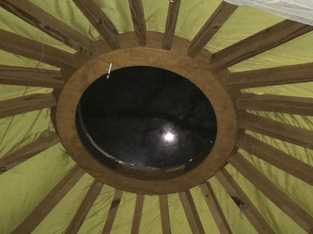 watching the lunar eclipse from our bed in the yurt